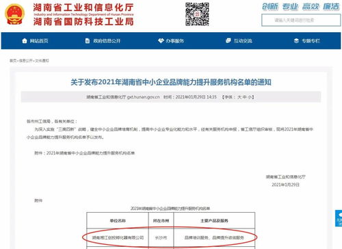 湘江创投孵化器入选2021年湖南省中小企业品牌能力提升服务机构